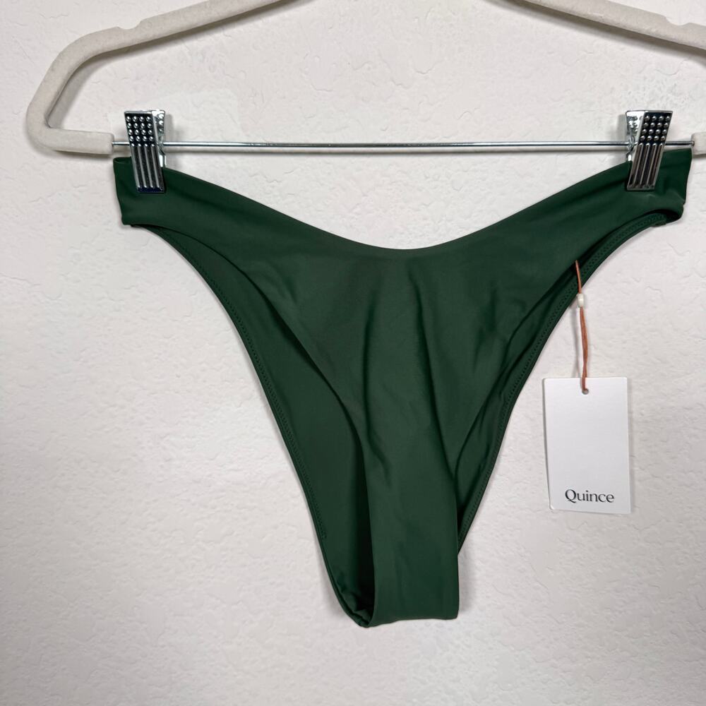 Quince Womens High Leg Bikini Bottom Size M Swimwear Swim Minimal Palm Green
